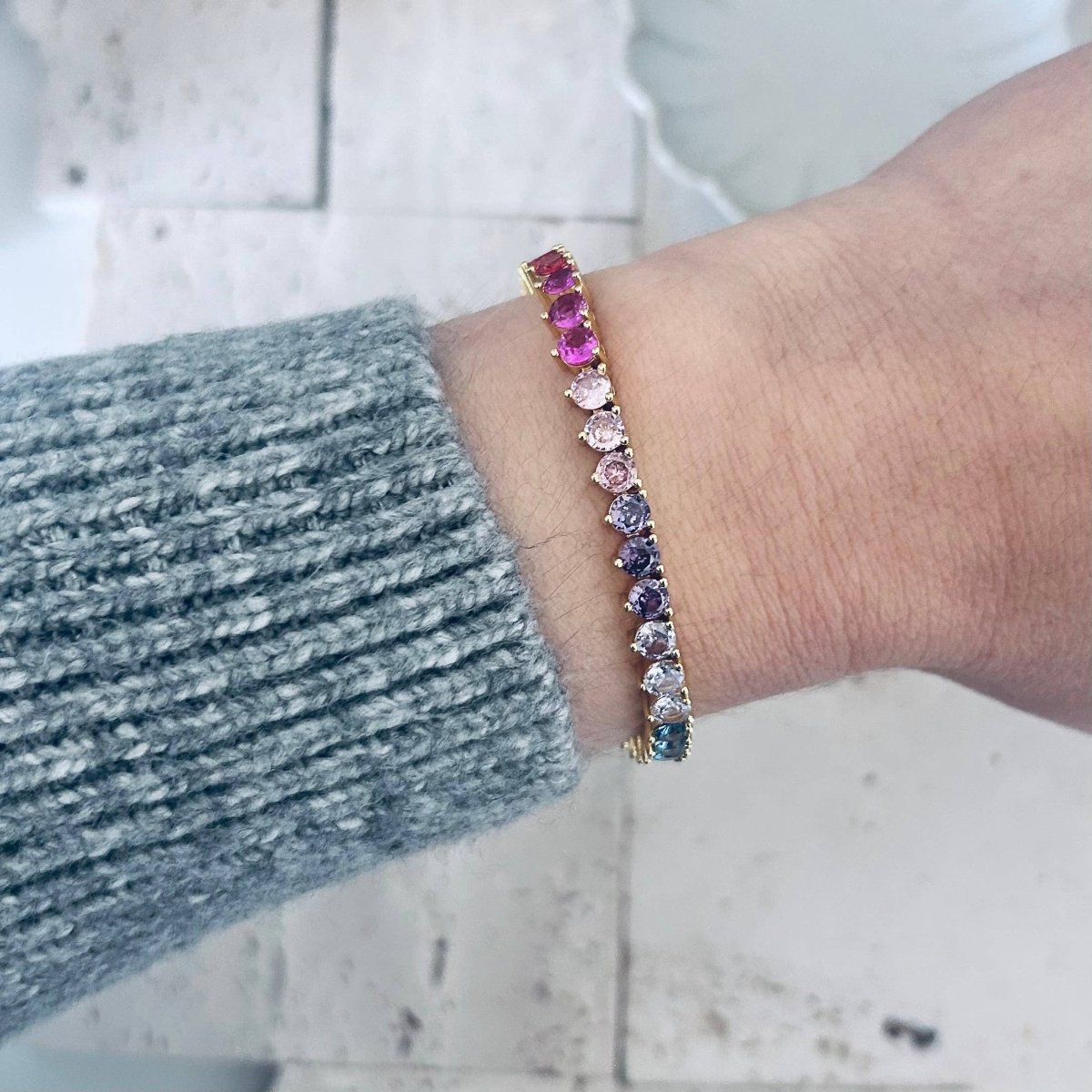 Tennis bracelet Colorful rainbow crystals