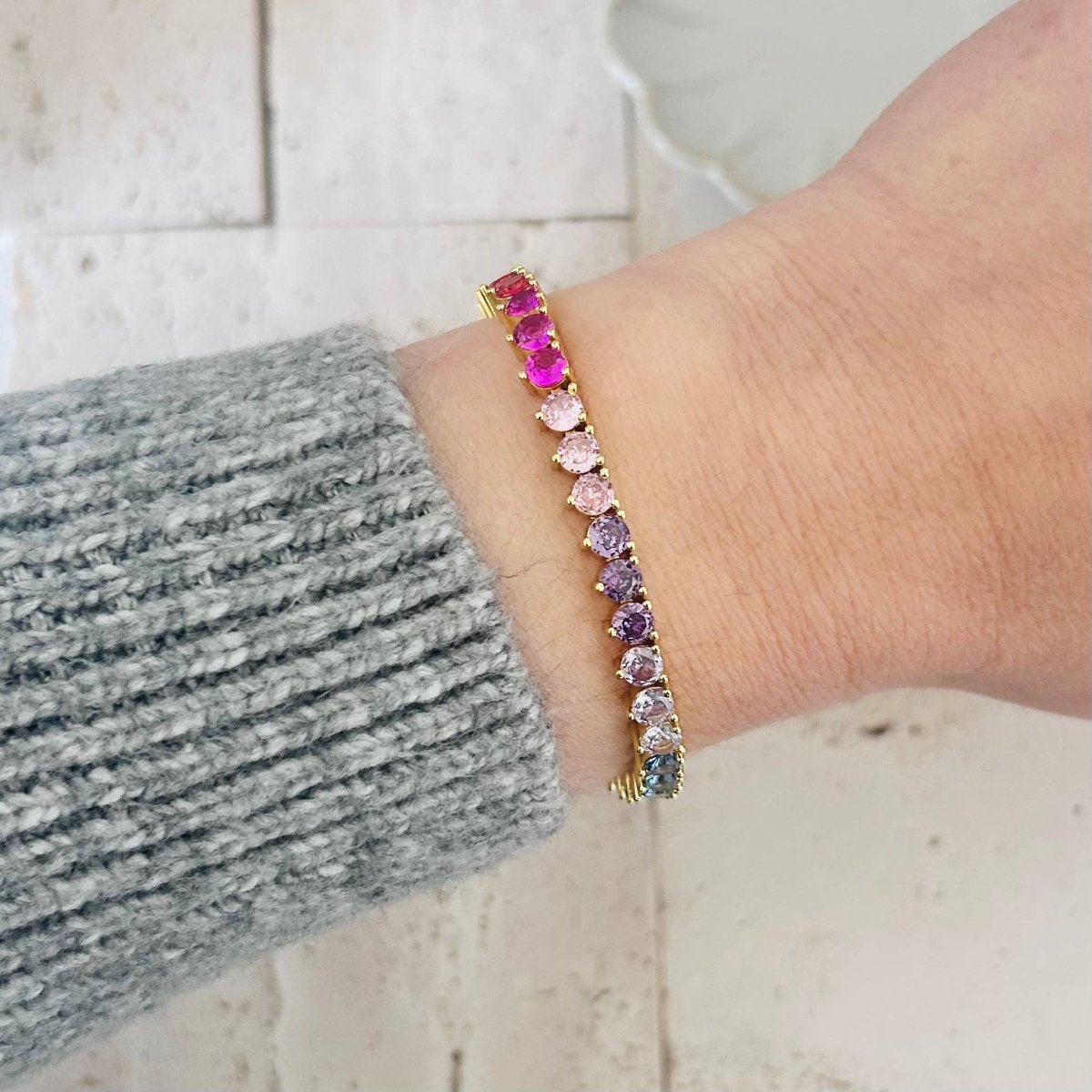 Tennis bracelet Colorful rainbow crystals 