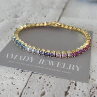 Tennis bracelet Colorful rainbow crystals