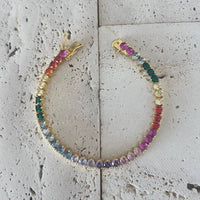 Tennis bracelet Colorful rainbow crystals