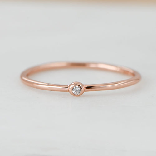 Tiny Solitaire Stacking Ring Rose Gold Rings by Sami Jewels