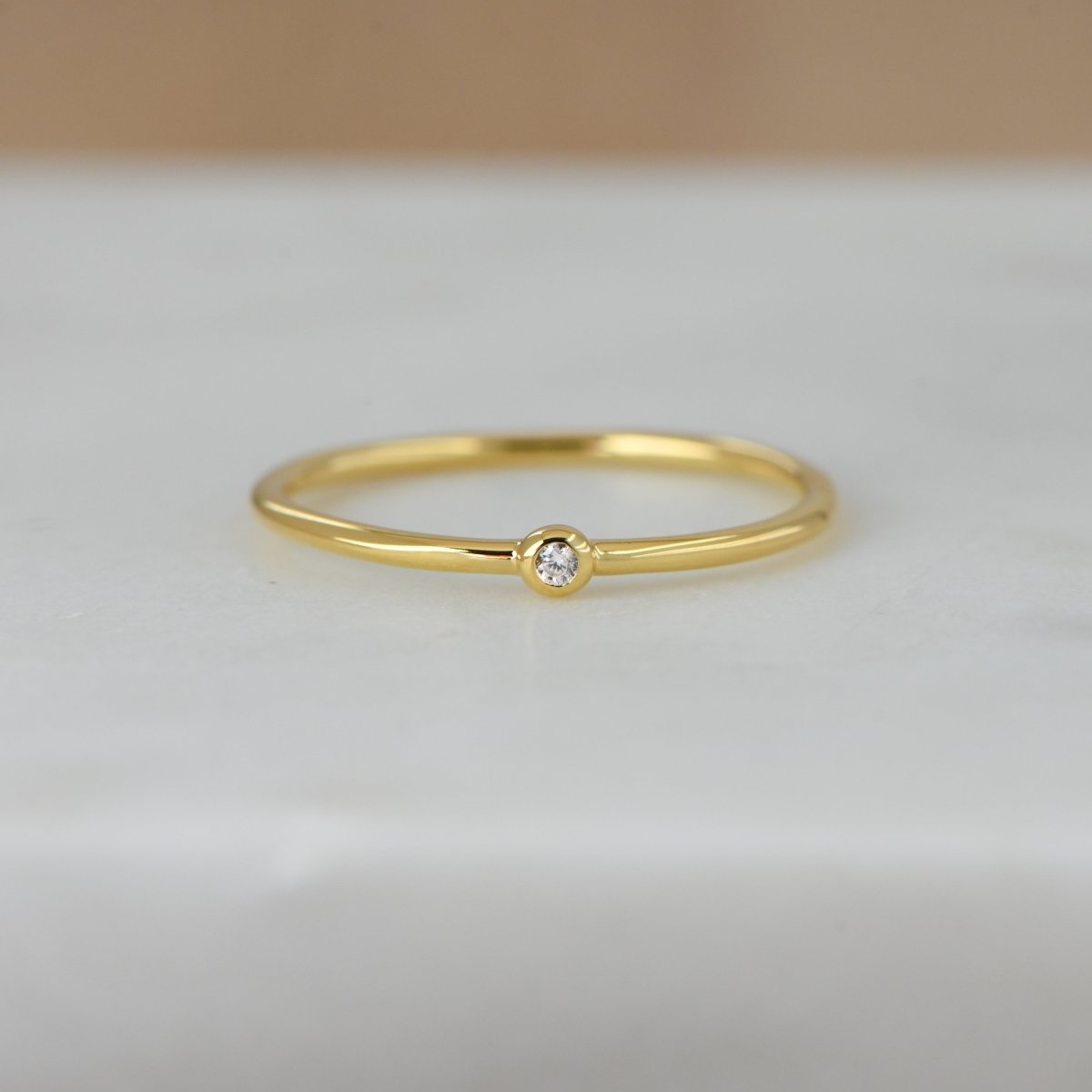 Tiny Solitaire Stacking Ring Rings by Sami Jewels
