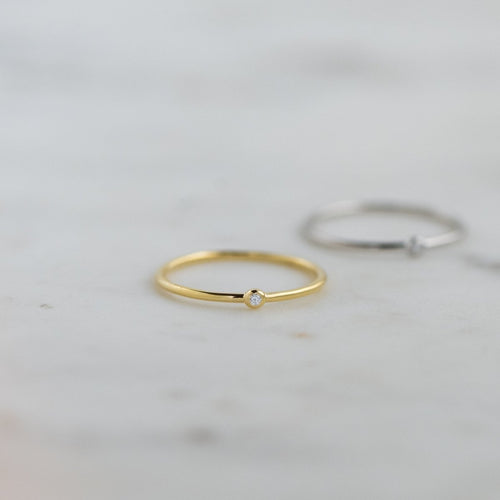 Tiny Solitaire Stacking Ring Rings by Sami Jewels