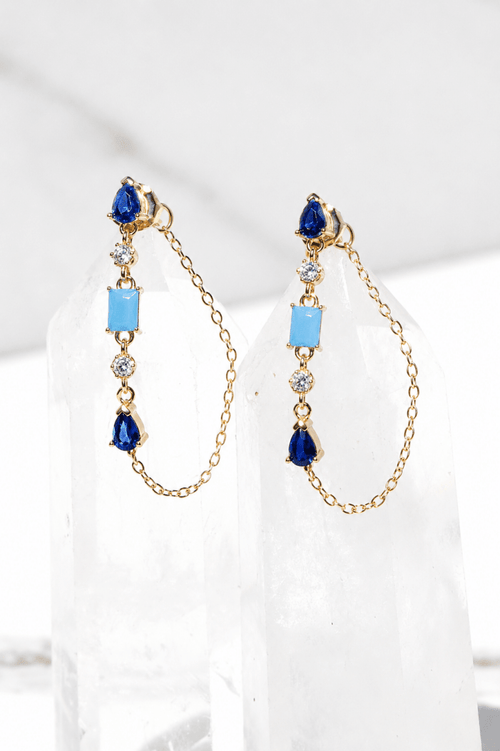 Turquoise and Blue Opal Droplet Earrings Earrings by Native Gem