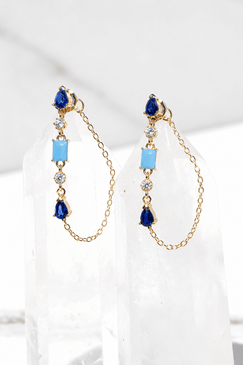 Turquoise and Blue Opal Droplet Earrings Earrings by Native Gem