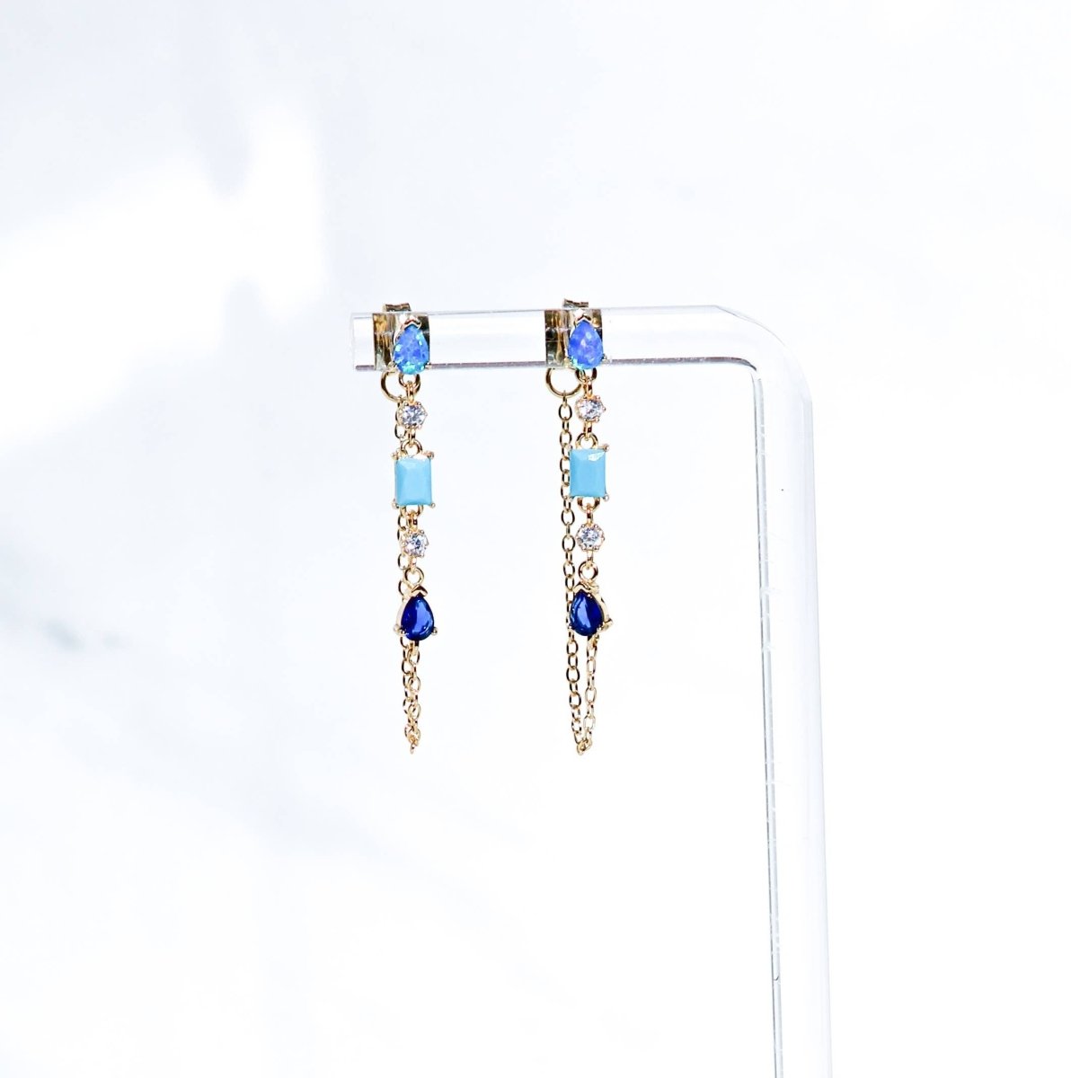Turquoise and Blue Opal Droplet Earrings