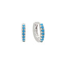 Turquoise CZ Huggie Hoops: Sterling Silver by Something Silver