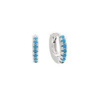 Turquoise CZ Huggie Hoops: Sterling Silver