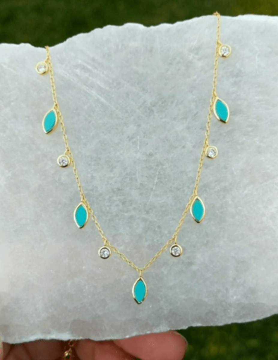 Turquoise Drops of Spring Necklace: Gold by Kamaria Jewelry