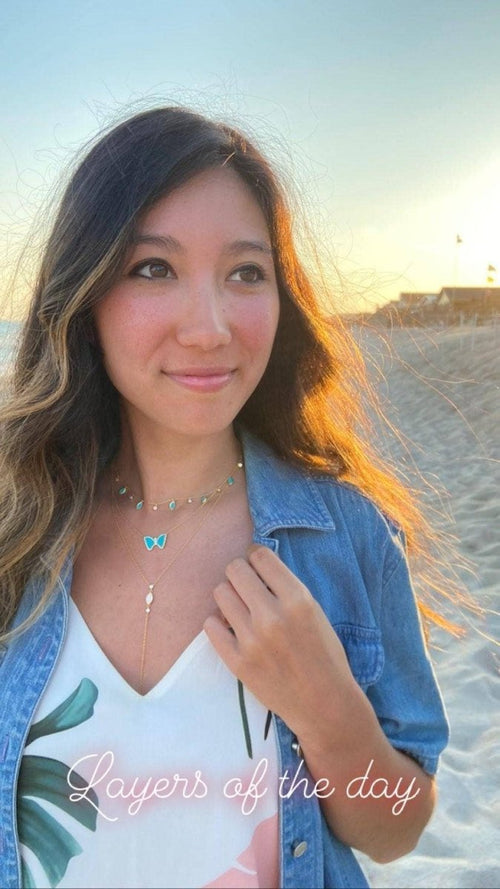 Turquoise Drops of Spring Necklace: Gold by Kamaria Jewelry