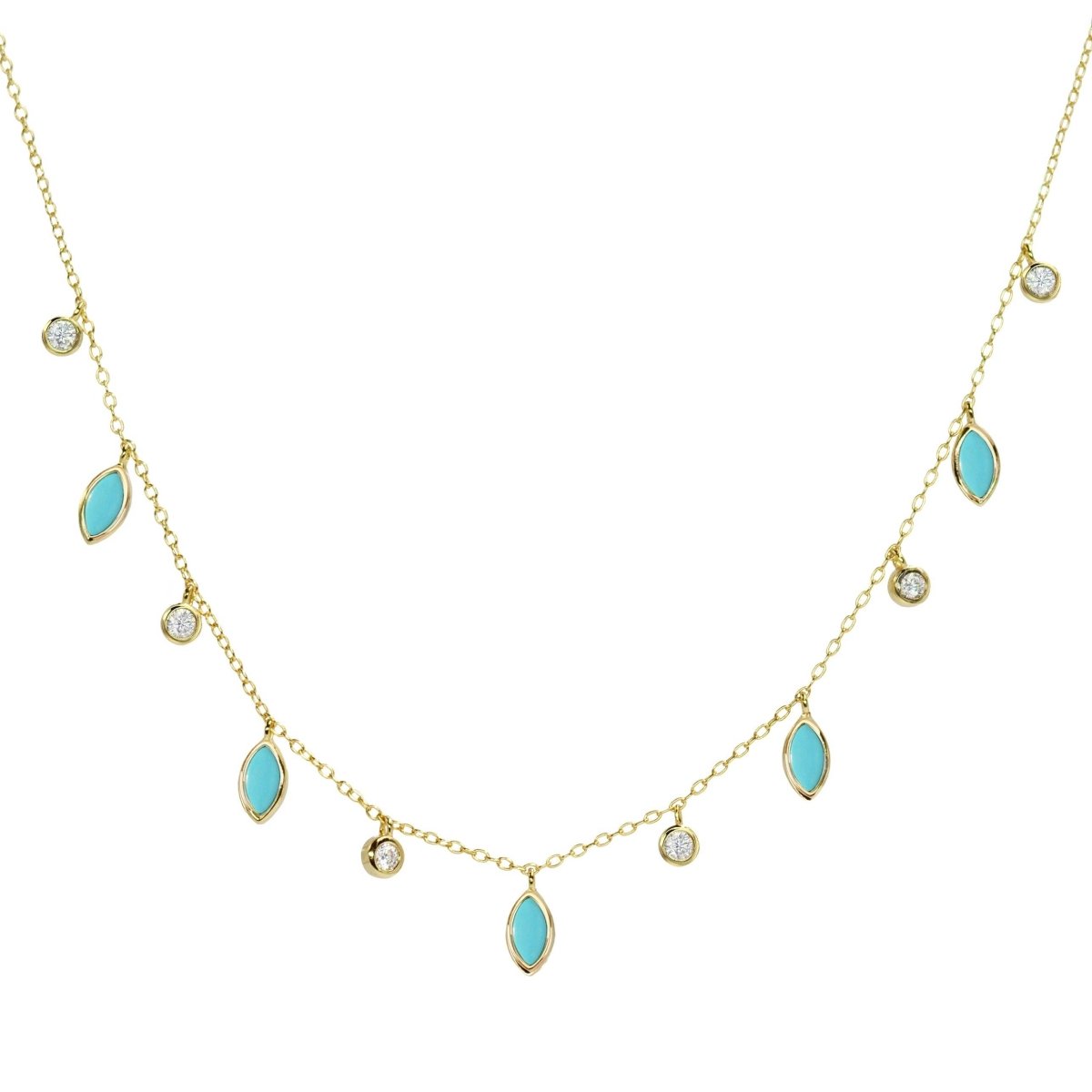 Turquoise Drops of Spring Necklace: Gold by Kamaria Jewelry