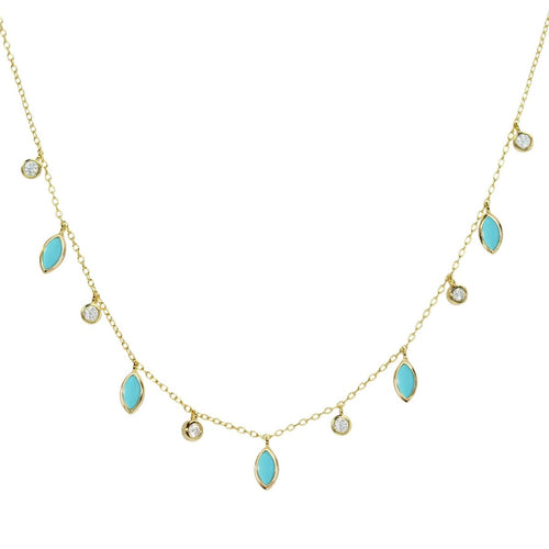Turquoise Drops of Spring Necklace: Gold by Kamaria Jewelry