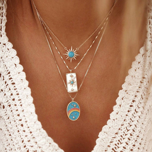 Turquoise Gemstone Starburst Necklace