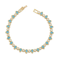 Turquoise & Gold Teardrop Tennis Bracelet
