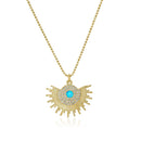 Turquoise Opal Sunburst Necklace: 20" Rolo Chain by Nomie