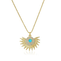 Turquoise Opal Sunburst Necklace: 20" Rolo Chain