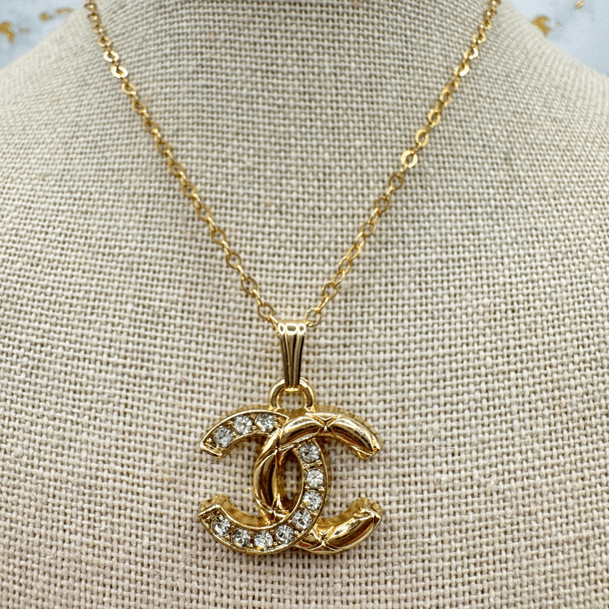 Two-tone Crystal and 14k Gold Flat Cable Necklace