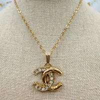 Two-tone Crystal and 14k Gold Flat Cable Necklace