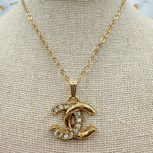 Two-tone Crystal and Gold CC Necklace PREORDER