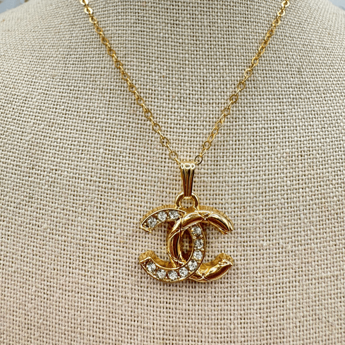 Two-tone Crystal and 14k Gold Flat Cable Necklace