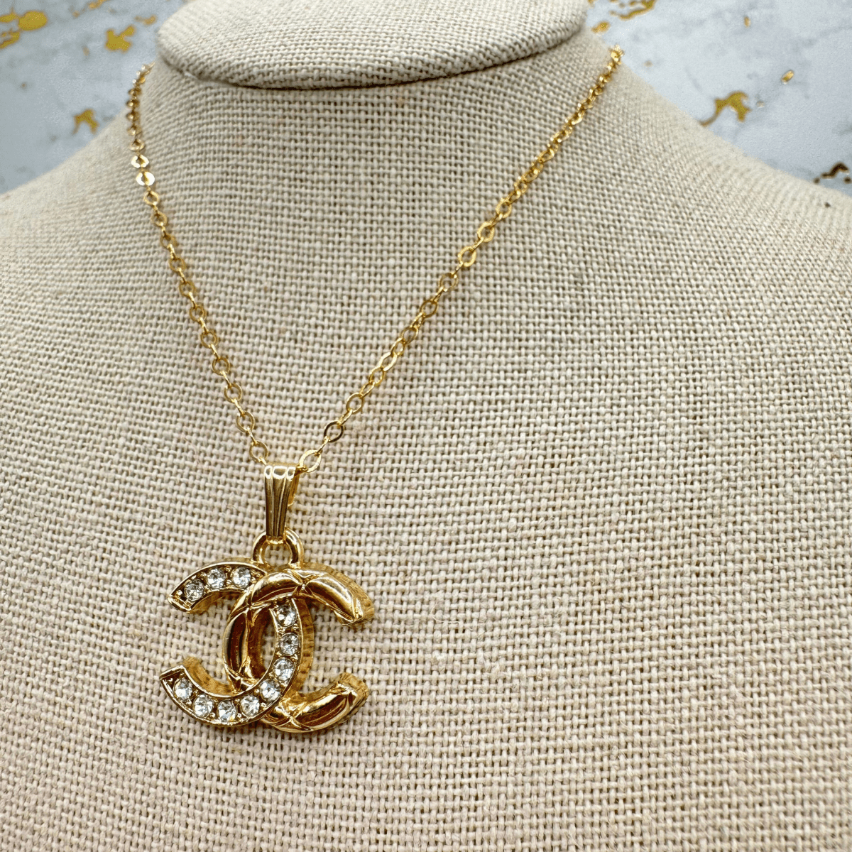 Two-tone Crystal and 14k Gold Flat Cable Necklace