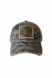 Upcycled Designer Cap with Louis Vuitton Patch