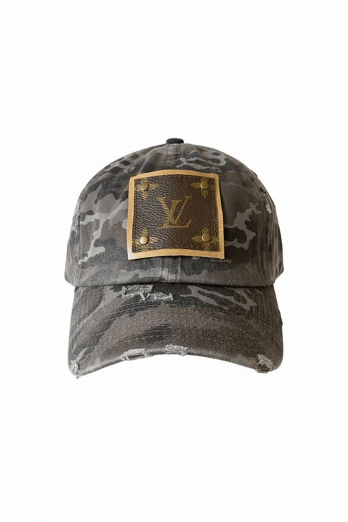 Upcycled Designer Cap with Louis Vuitton Patch