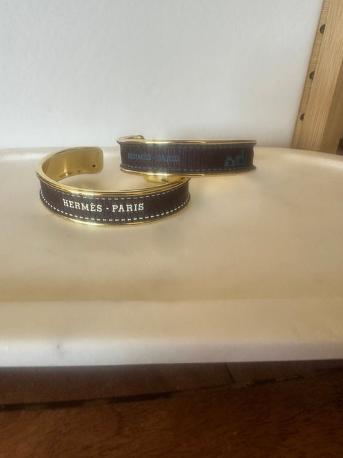 Upcycled Designer Cuff Bracelet With Hermes Accents