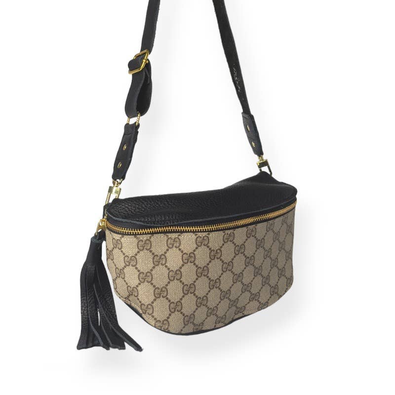 Upcycled Full Front Gucci Britt Belt Bag In Black Leather