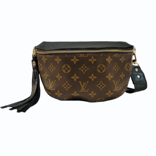 Upcycled Full Front Louis Vuitton Britt Belt Bag In Black Leather