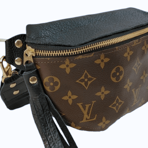 Upcycled Full Front Louis Vuitton Britt Belt Bag In Black Leather