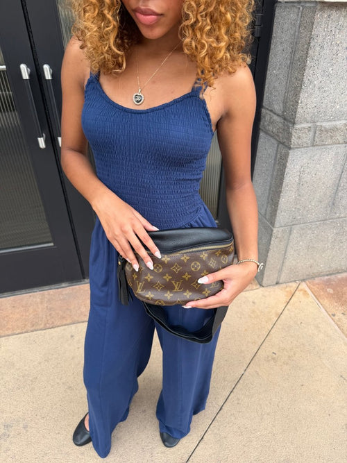 Upcycled Full Front Louis Vuitton Britt Belt Bag In Bronze Leather by Beaudin Wholesale