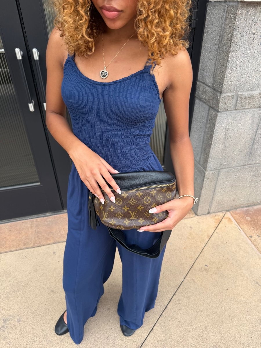 Upcycled Full Front Louis Vuitton Britt Belt Bag In Bronze Leather by Beaudin Wholesale