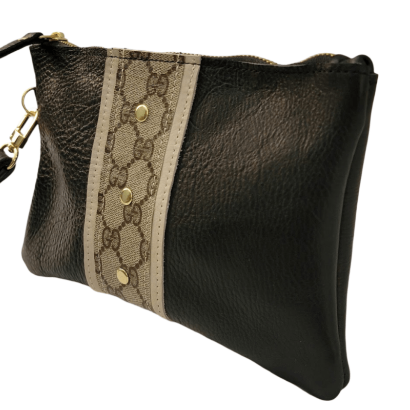 Upcycled Gucci Cathy Wristlet In Black Leather
