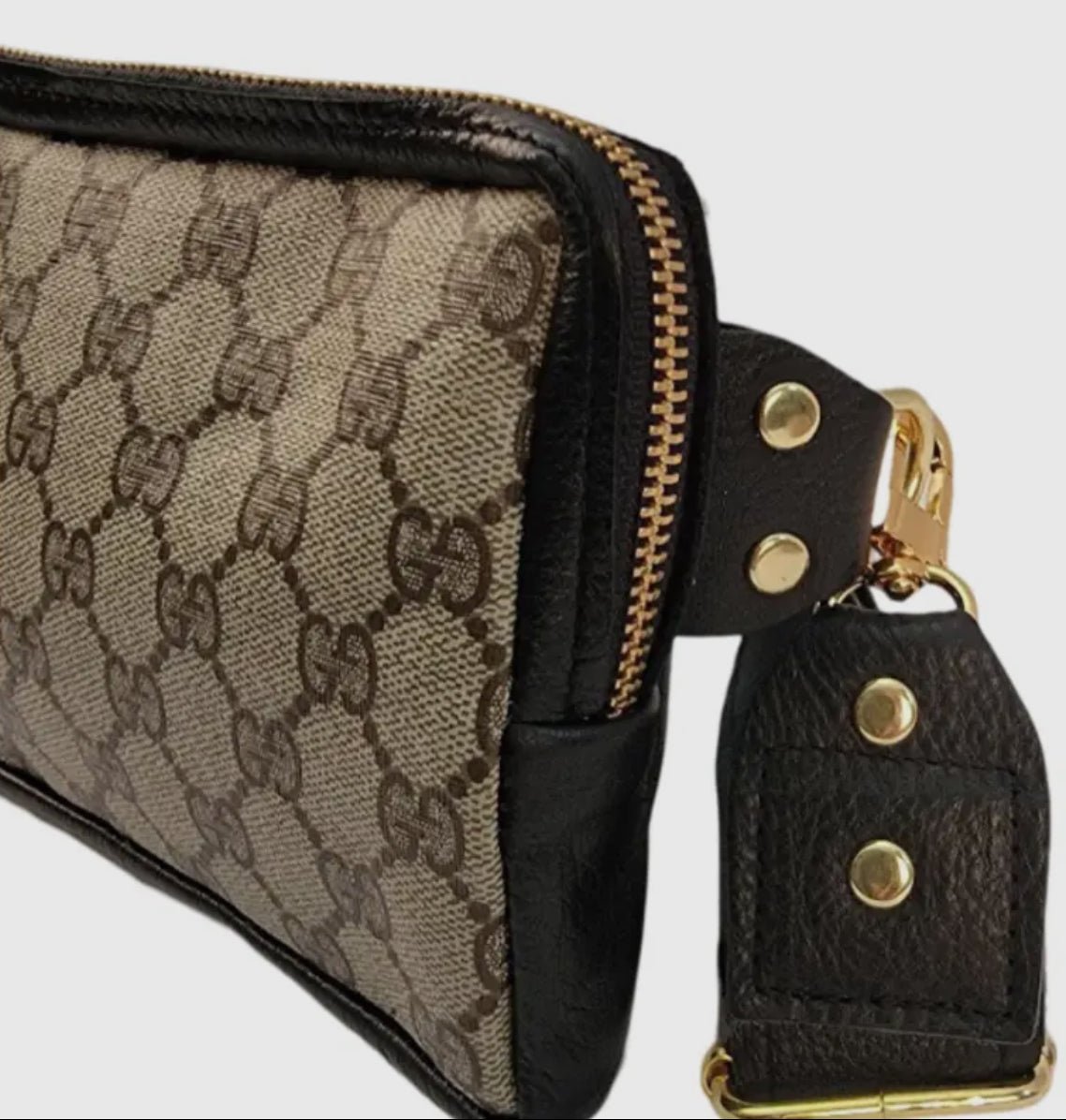 Upcycled Gucci Full Front Bella Belt Bag In Black Leather