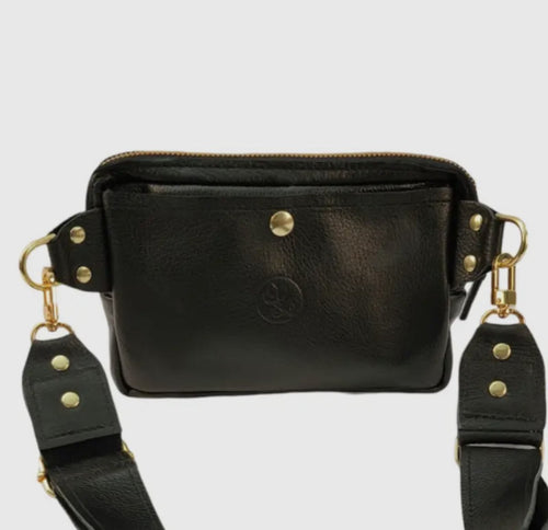Upcycled Gucci Full Front Bella Belt Bag In Black Leather