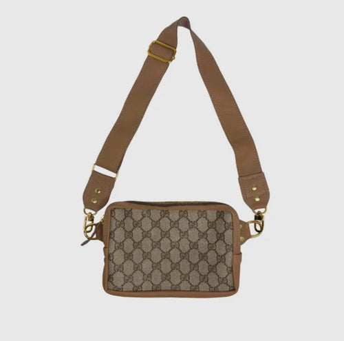 Upcycled Gucci Full Front Bella Belt Bag In Mocha Leather