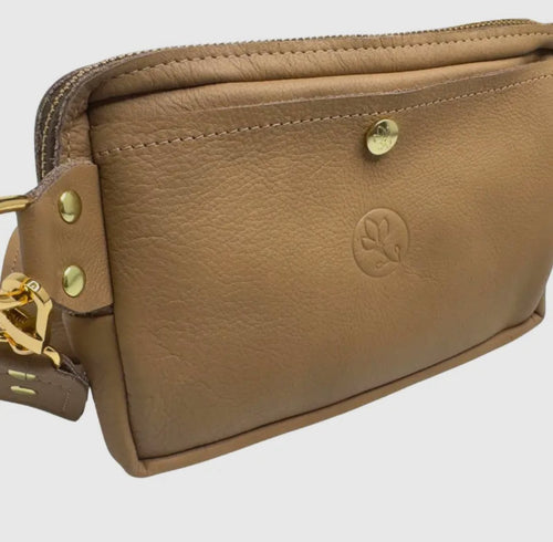 Upcycled Gucci Full Front Bella Belt Bag In Mocha Leather