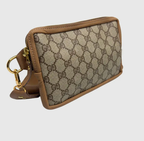 Upcycled Gucci Full Front Bella Belt Bag In Mocha Leather