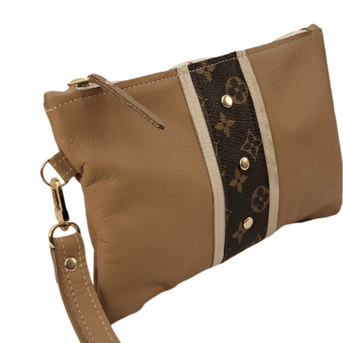 Upcycled Louis Vuitton Cathy Wristlet In Mocha Mousse Leather