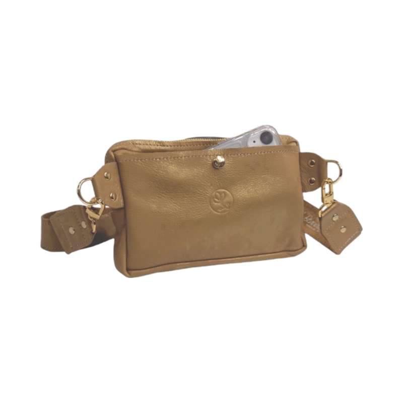 Upcycled Louis Vuitton Full Front Bella Belt Bag In Bronze Leather - Red Bird Road