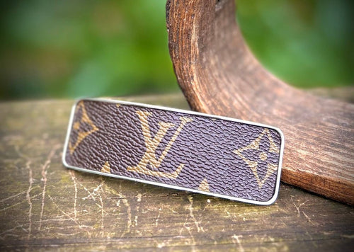 Upcycled LV Hair Clip French Barrette Brown