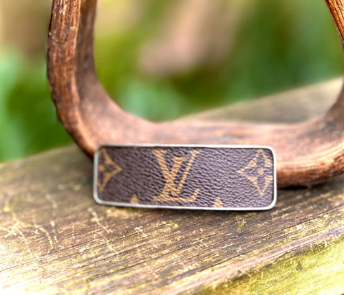 Upcycled LV Hair Clip French Barrette Brown