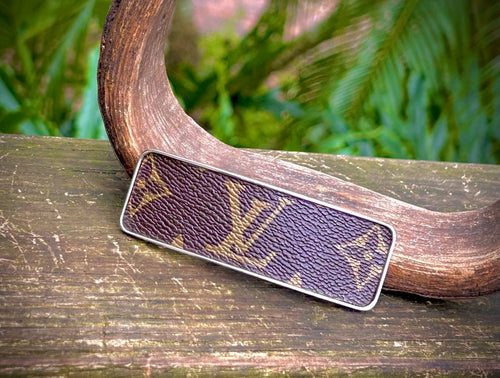 Upcycled LV Hair Clip French Barrette Brown