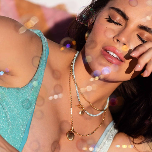 Venus Shell Locket Necklace on Gold Coin Chain