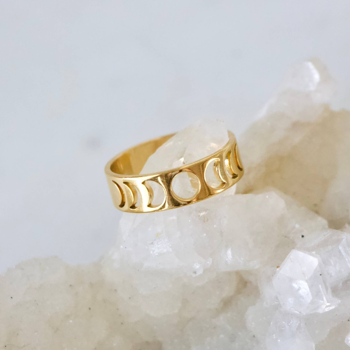 Waterproof Celestial Moon Phase Cuff Ring for All Occasions
