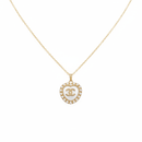White and Gold Heart CC Emblem Necklace