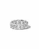White Enamel Chain Ring Silver Rings by Sami Jewels