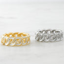 White Enamel Chain Ring Rings by Sami Jewels