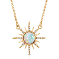 White Opal Gemstone Starburst Necklace